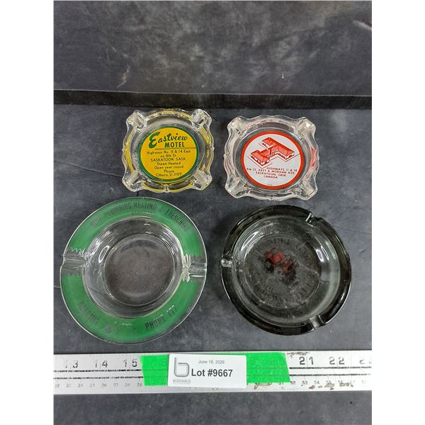 Assorted Vintage Glass Advertising Ash Trays