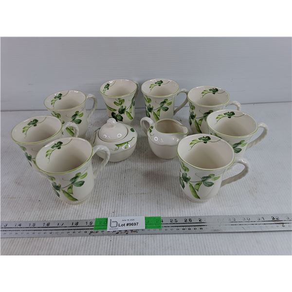 Mikasa Country Charm Ceramic Tea Cups & Cream & Sugar Set