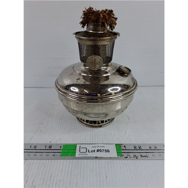 Vintage Aladdin Model 12 Oil Lamp-Nickel Plated with Center-Draft Burner Design