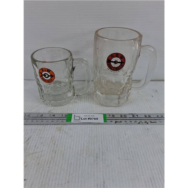 (2) Vintage A&W Glass Root Beer Mugs
