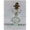 Image 1 : Vintage Pressed Glass Oil Lamp-Featuring 6 Panel Clear Glass Body and Base