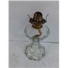 Image 2 : Vintage Pressed Glass Oil Lamp-Featuring 6 Panel Clear Glass Body and Base