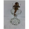 Image 3 : Vintage Pressed Glass Oil Lamp-Featuring 6 Panel Clear Glass Body and Base