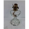Image 4 : Vintage Pressed Glass Oil Lamp-Featuring 6 Panel Clear Glass Body and Base