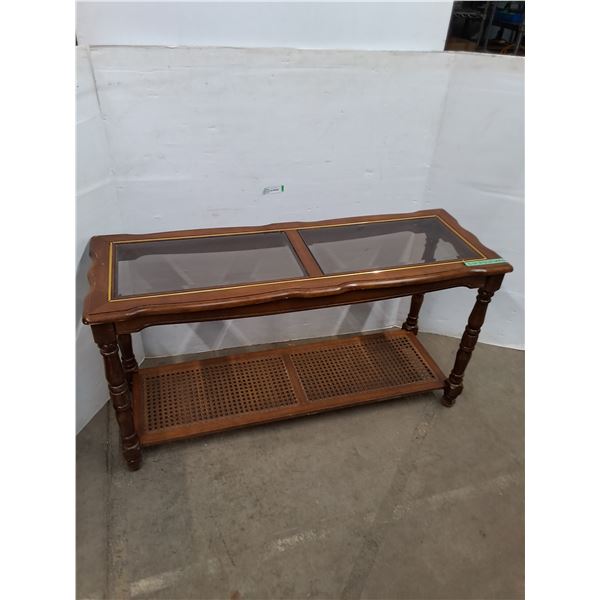 * Wooden Glass Top Sofa Table - Cannot Ship