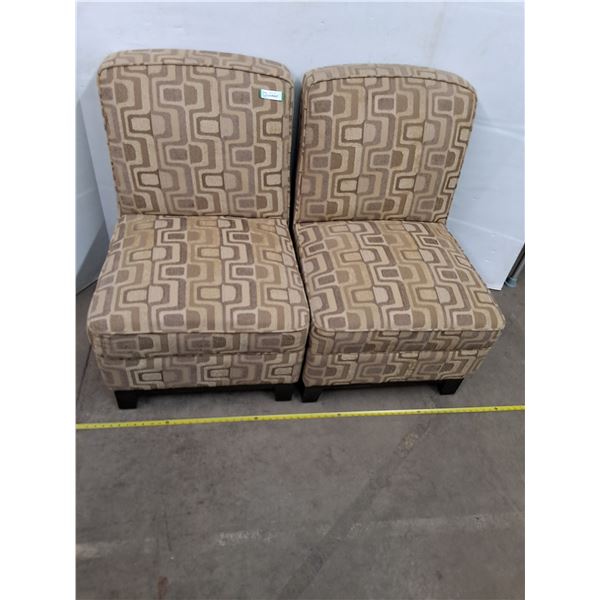 * (2) Armless Cloth Living Room Chairs - 36" High Backs - Cannot Ship