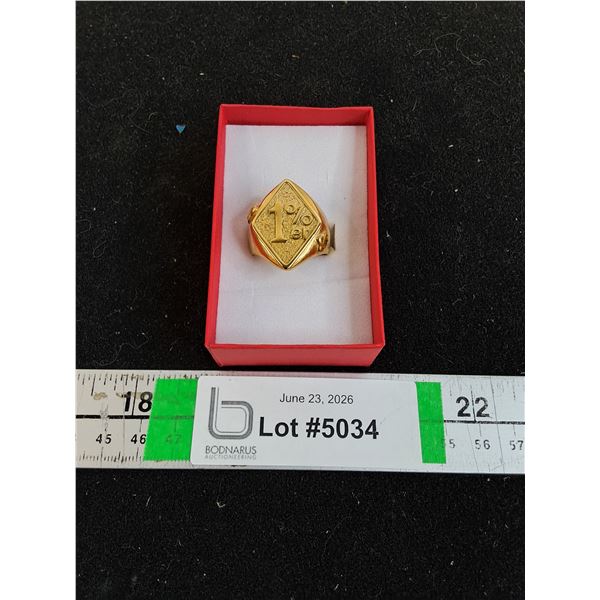 Biker Metal Ring Featuring a Gold Plated 1% ER Design for Bikers