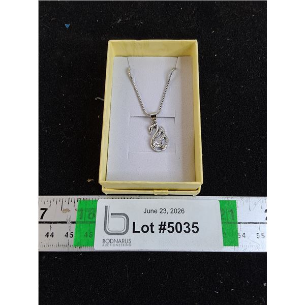Silver Toned Swan Pendant Necklace