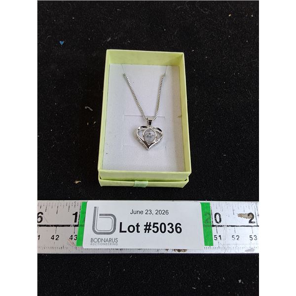 Silver Toned Dancing Heart Necklace