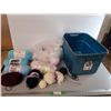 Image 1 : Plastic Storage Tote & Rolls of Yarn- Cannot Ship