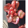 Image 4 : Red Hand-Crafted Mother of Pearl Floral Necklace