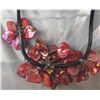 Image 5 : Red Hand-Crafted Mother of Pearl Floral Necklace