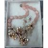 Image 7 : Mother of Pearl and Rose Quartz Necklace with Stamped .925 Earrings
