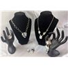 Image 1 : Stamped .925 Silver Dendrictic Agate Jewelry Set: Necklaces, Pendants, Ring, and Bracelet