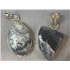 Image 6 : Stamped .925 Silver Dendrictic Agate Jewelry Set: Necklaces, Pendants, Ring, and Bracelet
