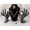 Image 1 : Sterling Silver (.925) Baltic Amber Jewelry Set with Earrings, Necklace, Bracelet, Ring, and Pendant