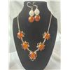 Image 3 : Sterling Silver (.925) Baltic Amber Jewelry Set with Earrings, Necklace, Bracelet, Ring, and Pendant