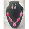 Image 3 : Stamped .925 Botswana Agate Necklace, Earrings, Pendant, and Bracelet Set