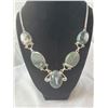 Image 4 : Stamped .925 Moss Agate Necklace, Pendant, and Bracelet Set