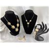 Image 1 : Stamped .925 Jewelry Set with Picture Jasper, Amethyst, and Smoky Topaz