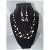 Image 1 : Floating Pearl Necklace and Earring Set with Adjustable Length