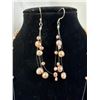 Image 2 : Floating Pearl Necklace and Earring Set with Adjustable Length