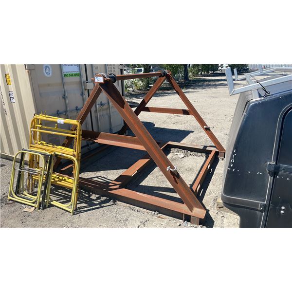 INDUSTRIAL LARGE STEEL 84"W X 94"D X 61"H FORKLIFT REEL RACK ATTACHMENT