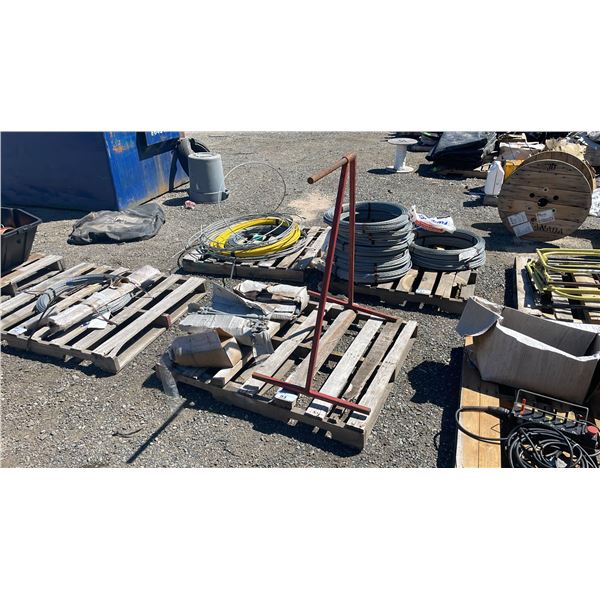 PALLET OF HEAVY DUTY INDUSTRIAL GALVANIZED TELECOM HARDWARE & REEL STAND