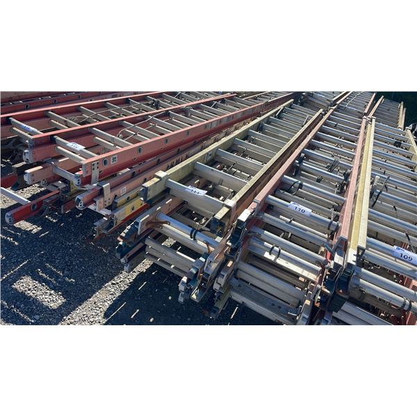 STACK OF ASSORTED 20' INDUSTRIAL TELECOMMUNICATIONS EXTENSION LADDER