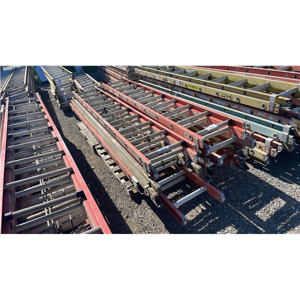 STACK OF ASSORTED 20' INDUSTRIAL TELECOMMUNICATIONS EXTENSION LADDER