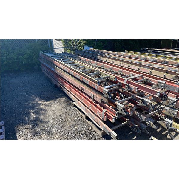 STACK OF ASSORTED SIZED INDUSTRIAL TELECOMMUNICATIONS EXTENSION LADDER