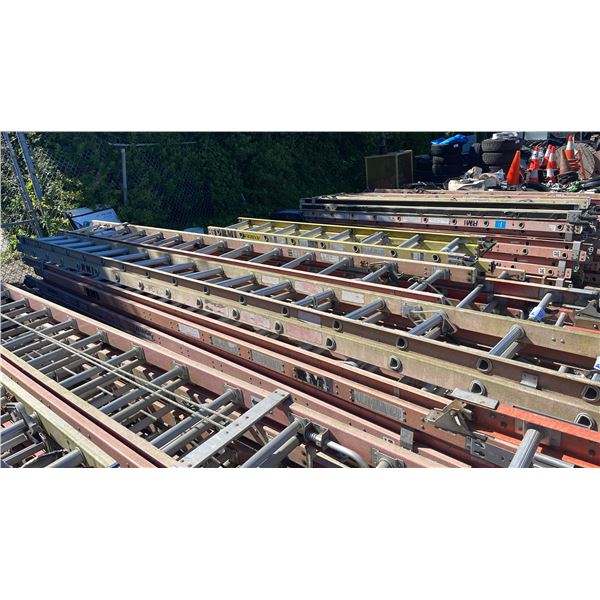STACK OF ASSORTED SIZED INDUSTRIAL TELECOMMUNICATIONS EXTENSION LADDER