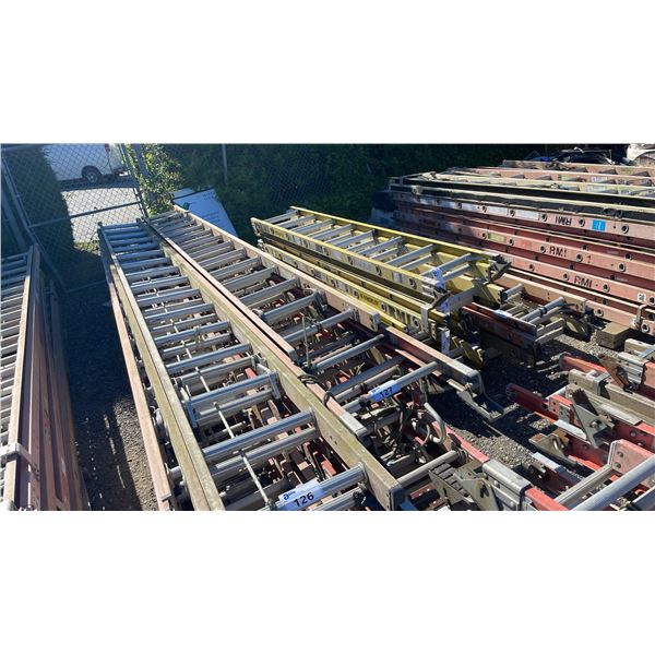 STACK OF ASSORTED SIZED INDUSTRIAL TELECOMMUNICATIONS EXTENSION LADDER