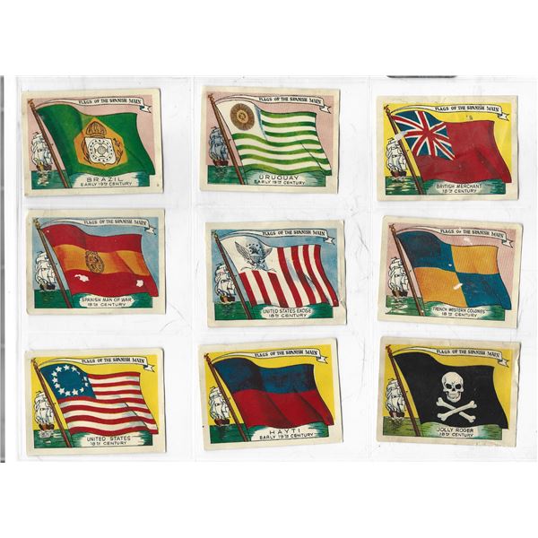 Lot of 9 1961 Fleer Pirates Bold Flags of the Spanish Main Stickers