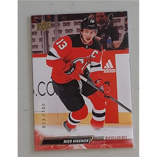 Nico Hischier 2022-23 Upper Deck card #109 Exclusives #d 053/100