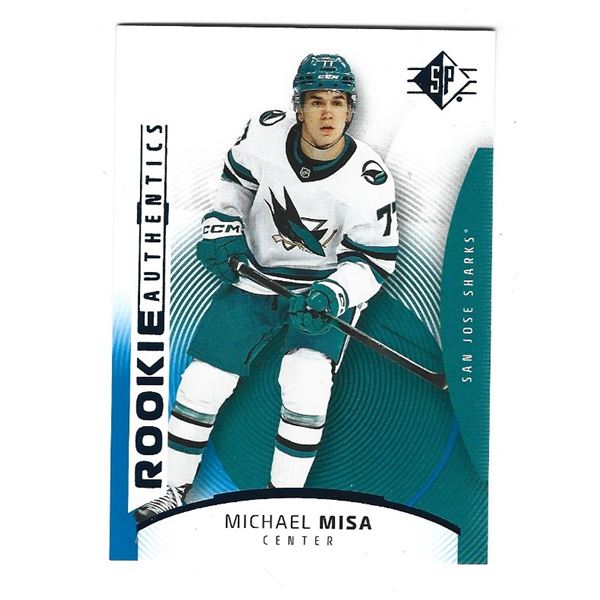 Michael Misa 2025-26 SP Rookie Authentics card #122 Blue parallel