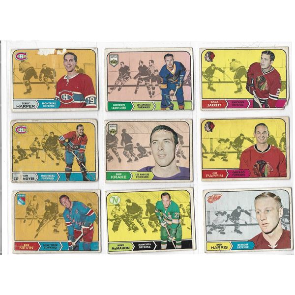 Lot of 9 1968-69 O-Pee-Chee NHL Hockey cards