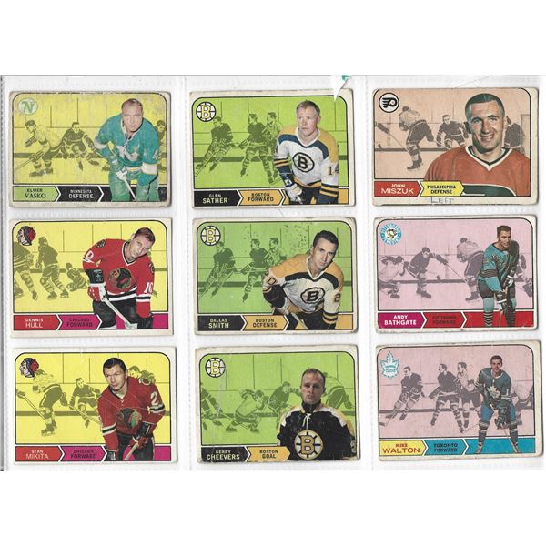 Lot of 9 1968-69 O-Pee-Chee NHL Hockey cards