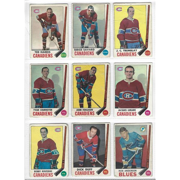 Lot of 9 1969-70 O-Pee-Chee NHL Hockey cards