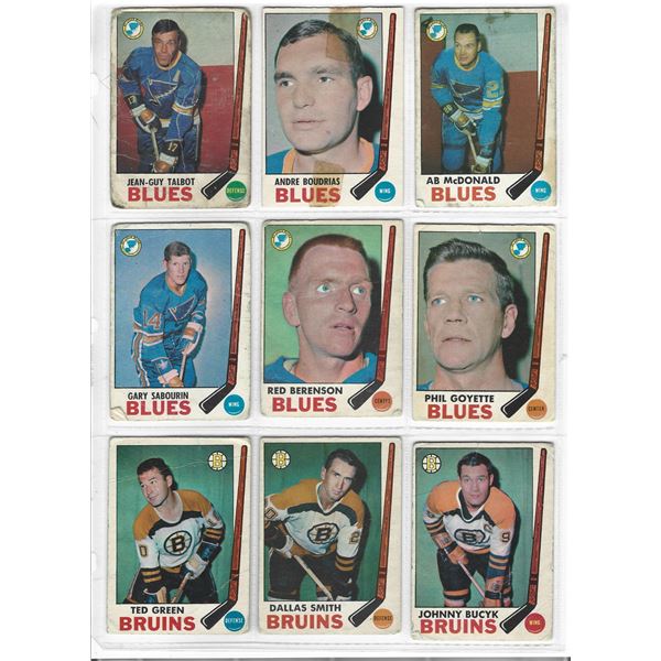 Lot of 9 1969-70 O-Pee-Chee NHL Hockey cards