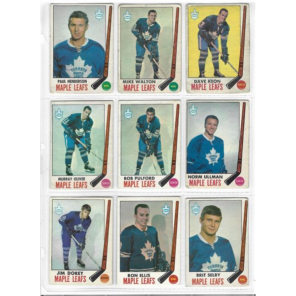 Lot of 9 1969-70 O-Pee-Chee NHL Hockey cards