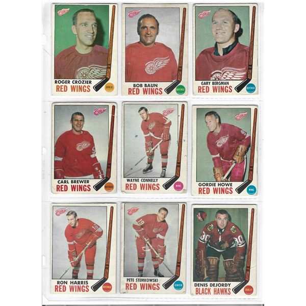 Lot of 9 1969-70 O-Pee-Chee NHL Hockey cards