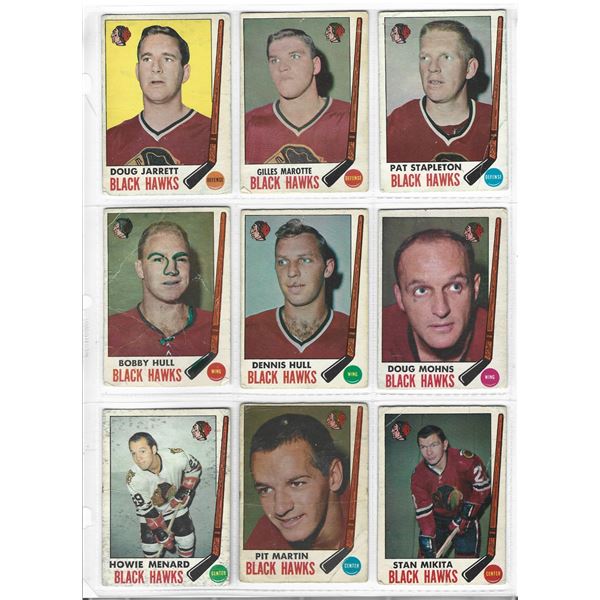 Lot of 9 1969-70 O-Pee-Chee NHL Hockey cards