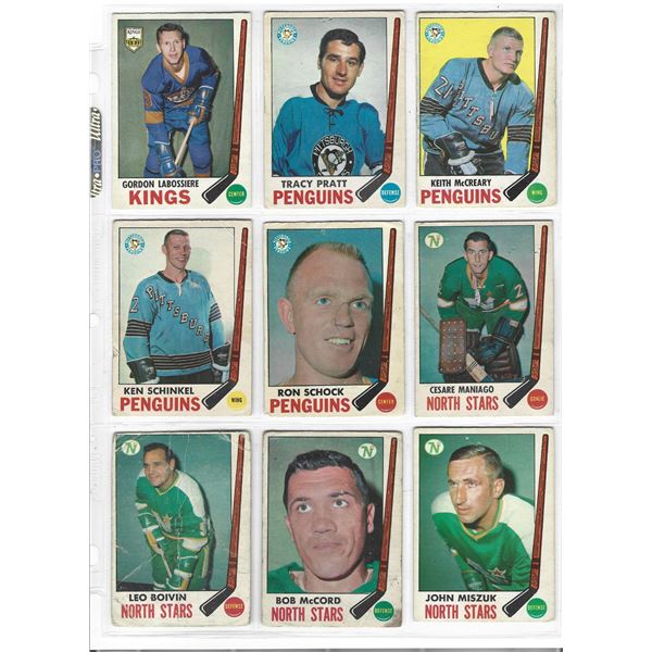 Lot of 9 1969-70 O-Pee-Chee NHL Hockey cards