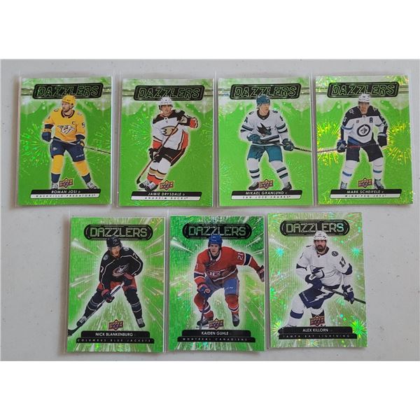 Lot of 7 Upper Deck Hockey Green Dazzlers Insert cards - 2022-23 & 2023-24