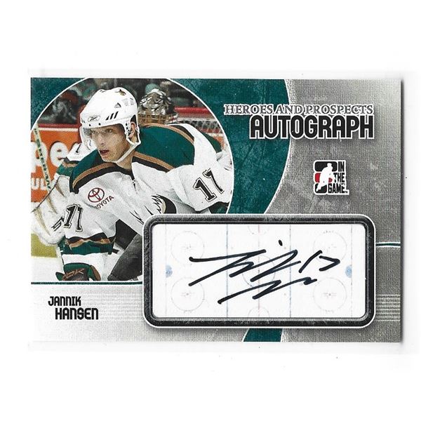 Jannik Hansen 2007-08 Heroes and Prospects Autograph card A-JHA