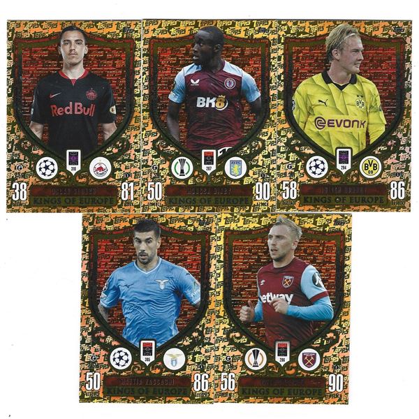 Lot of 5 - 2023-24 Topps Match Attax UEFA Soccer Kings of Europe Gold Foil cards