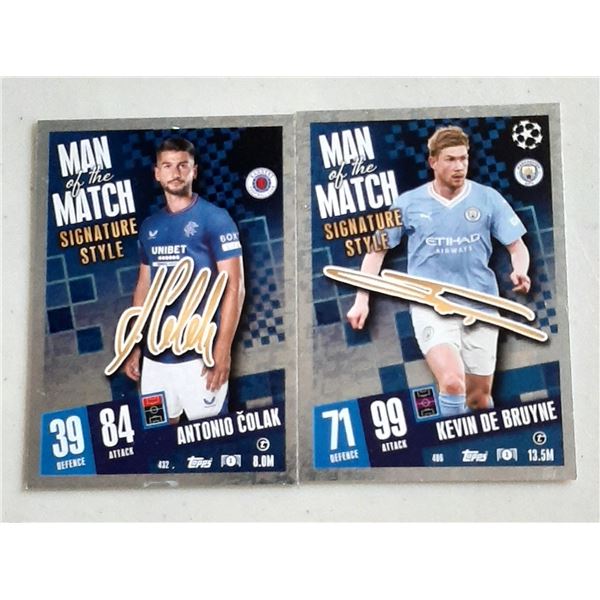 Lot of 2 - 2023-24 Topps Match Attax UEFA Soccer Man of the Match Signature Style cards