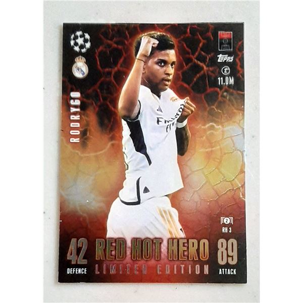 Rodygo 2023-24 Topps Match Attax UEFA Soccer Red Hot Hero card