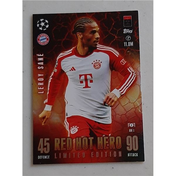 Leroy Sane 2023-24 Topps Match Attax UEFA Soccer Red Hot Hero card